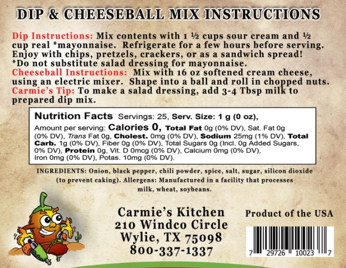 Dip Mix - Chipotle Ranch Dip & Cheeseball Mix
