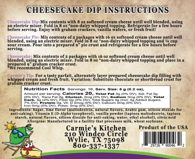 Cheesecake Dip Mix - Key Lime Pie