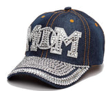 MOM Flag Rhinestone Bling Studded Baseball Caps