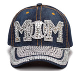 MOM Flag Rhinestone Bling Studded Baseball Caps